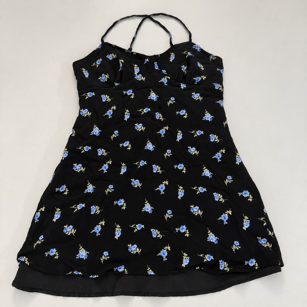 Forever 21 Black & Blue Floral Babydoll Cami Top